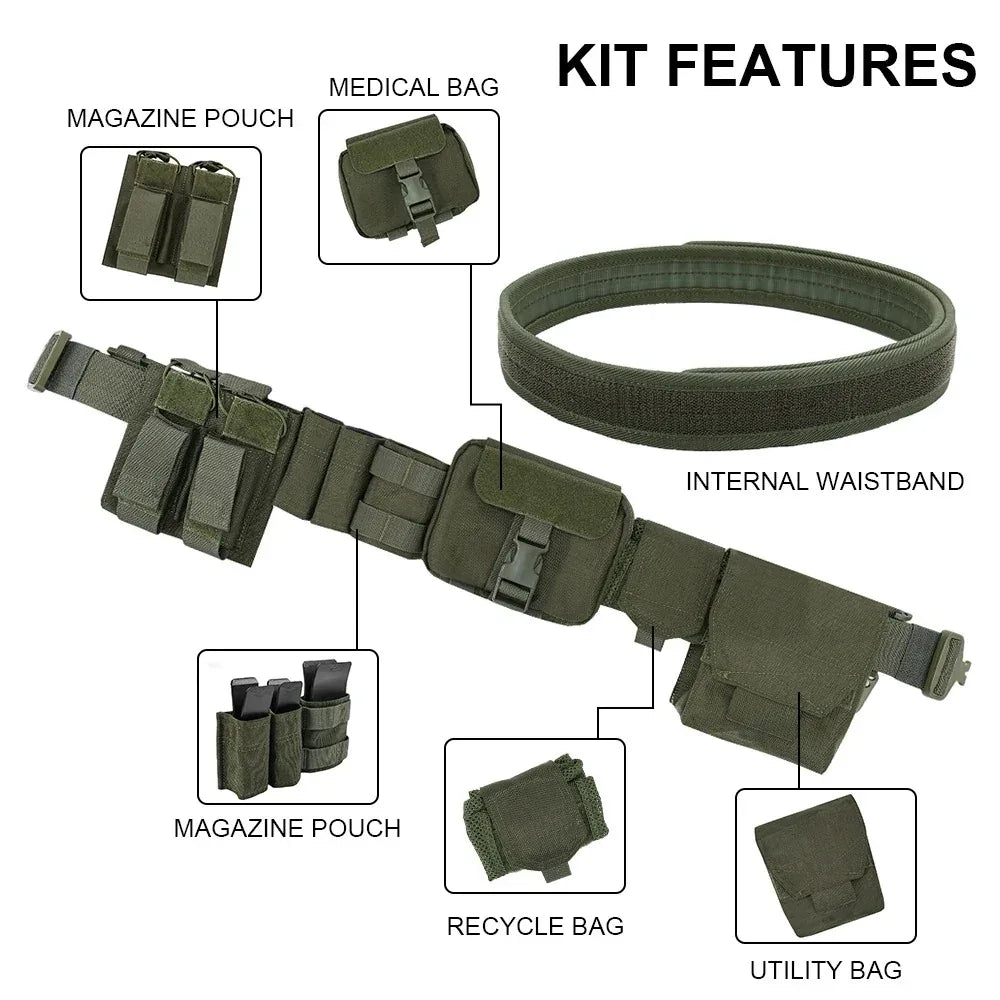 SINAIRSOFT طقم حزام تكتيكي من النايلون 1000D مع حزام مزدوج وحقيبة مجلة 5.56/7.62