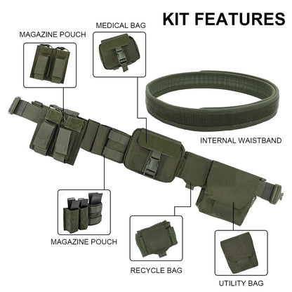 SINAIRSOFT 1000D Nylon Tactical Belt Set with Double Belt 5.56/7.62 Magazine Pouch