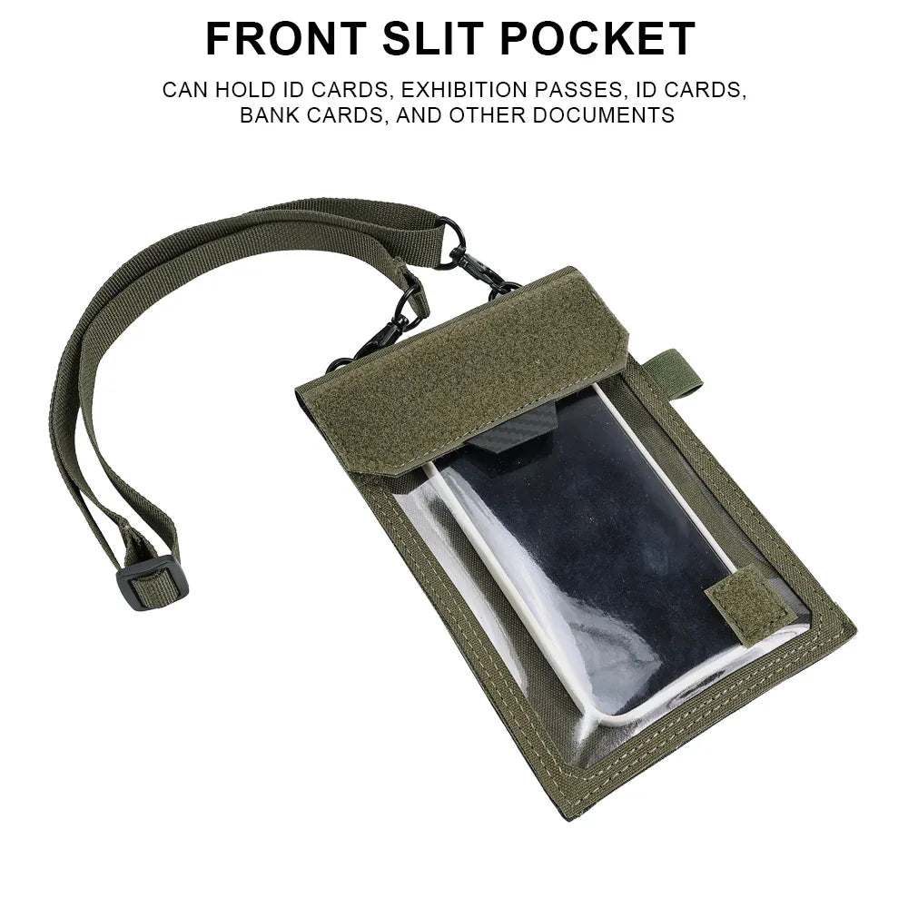 SINAIRSOFT Tactical ID Card Holder Hook & Loop Patch Badge Credit Bag Neck Lanyard Key Ring