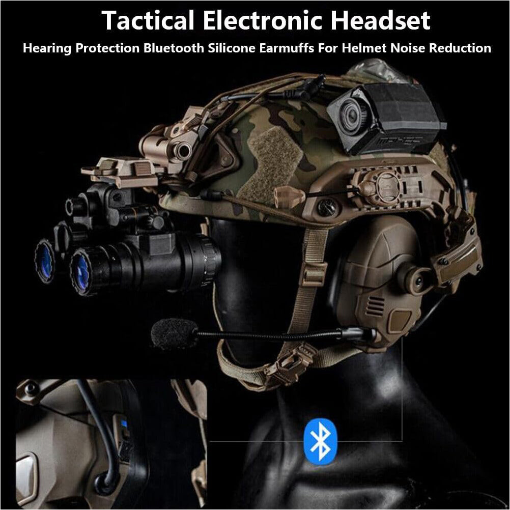 SINAIRSOF Tactical Electronic Headset Bluetooth Silicone Earmuffs Shooting