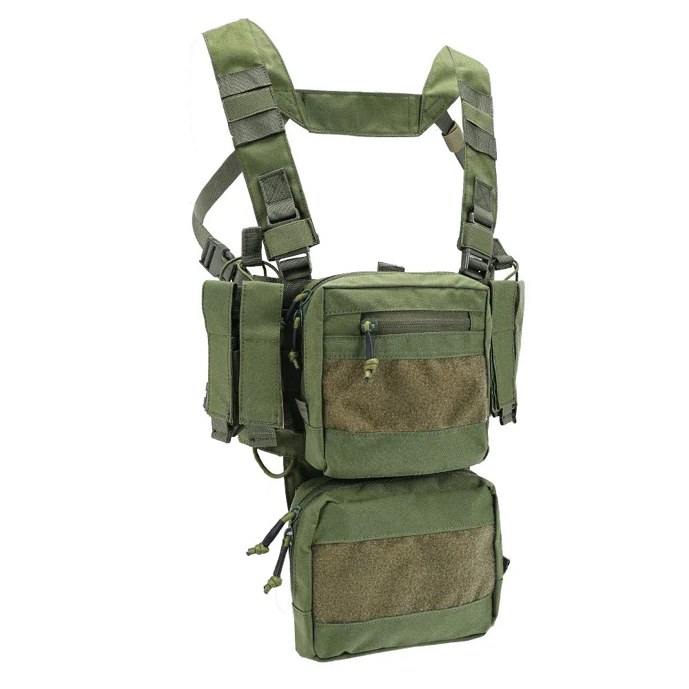 سترة صدر تكتيكية من SINAIRSOFT، صدرية قتالية بنظام MOLLE مع حقيبة مخازن بندقية ومسدس