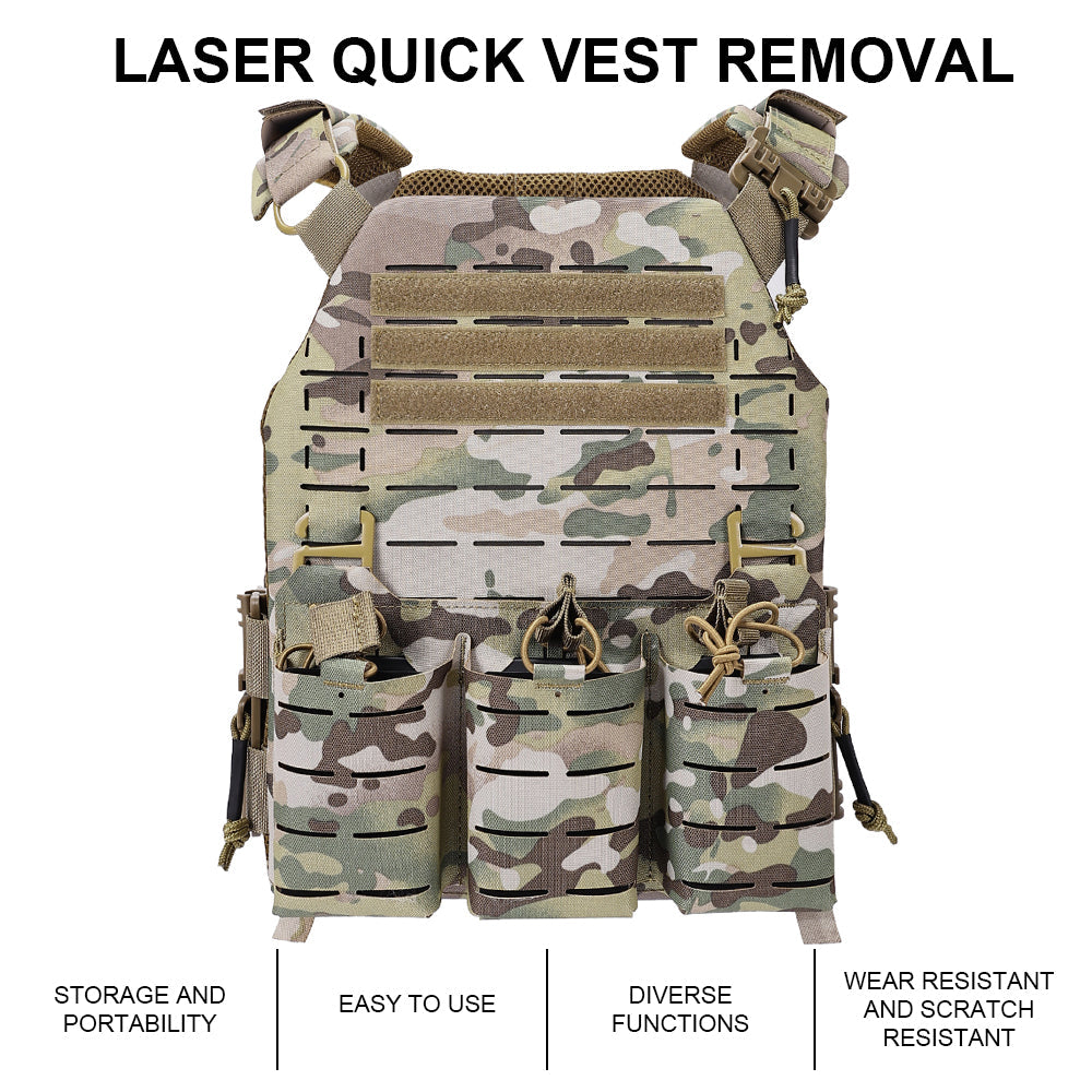 SINAIRSOFT Tactical Vest With Quick Release Laser Cut Triple Magazine