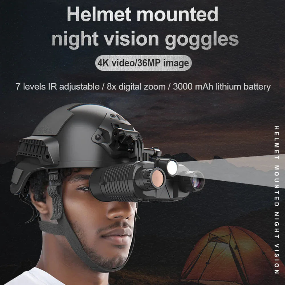 SINAIRSOFT نظارة رؤية ليلية مثبتة على خوذة بدقة 4K UHD جديدة 36 ميجابكسل تثبت على الرأس