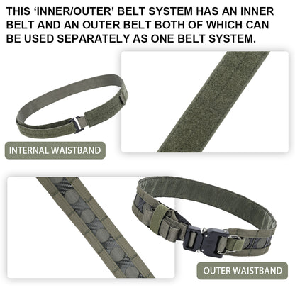 SINAIRSOFT Tactical Bison Belt MOLLE Quick Release D-Ring Buckle Belt