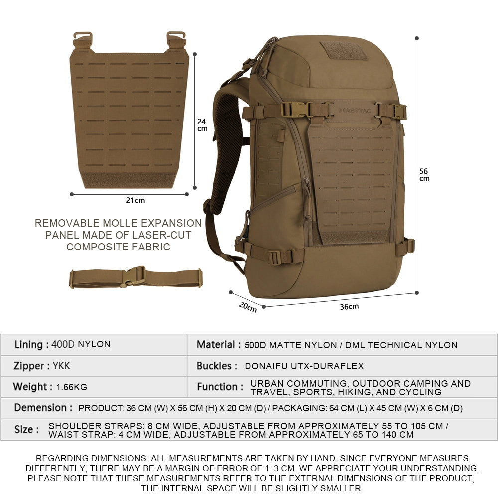حقيبة ظهر هجومية SINAIRSOFT بقص ليزر MOLLE مقاس 17 بوصة للاستخدام اليومي