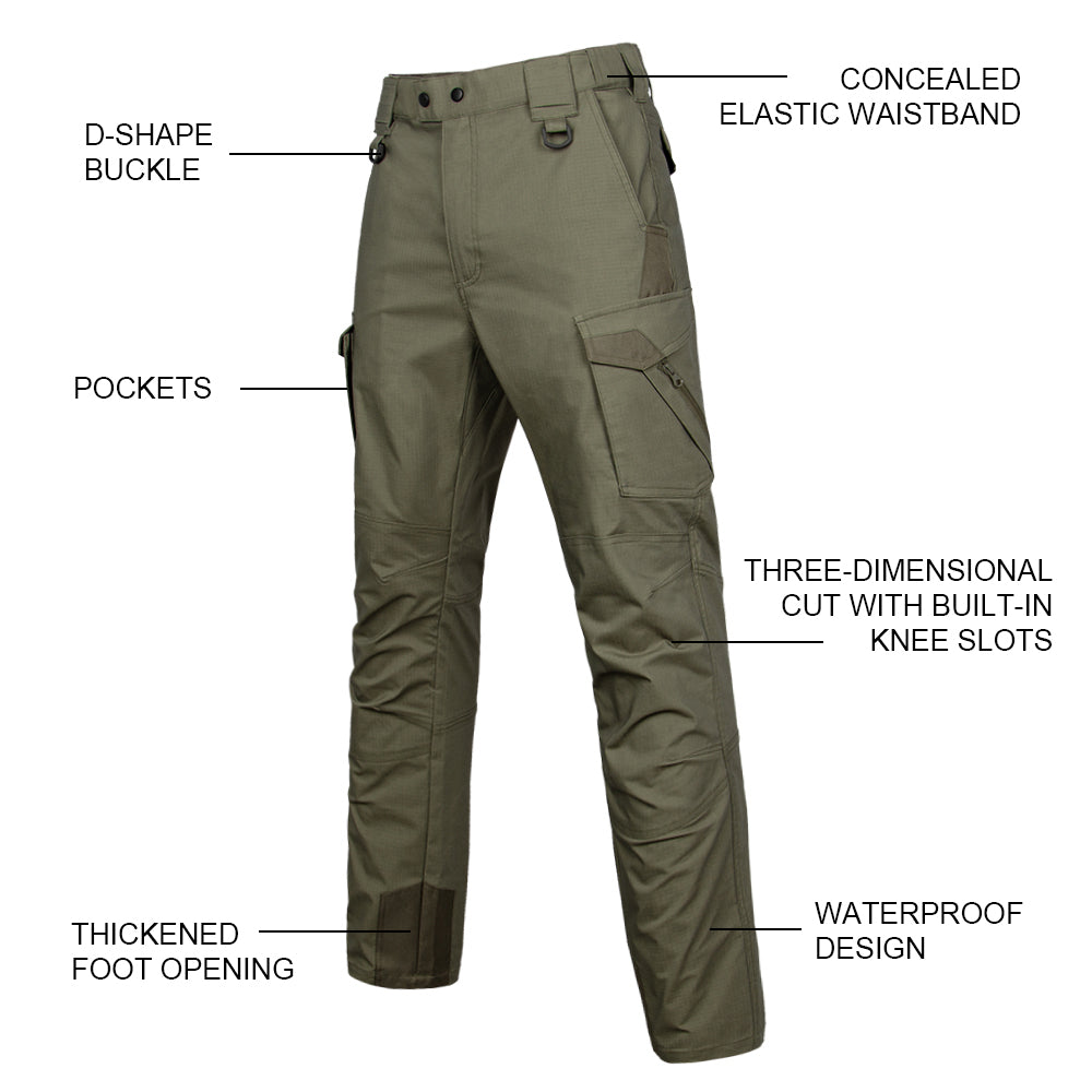 SINAIRSOFT Men's Tactical Work Pants 3D Cut Waterproof Adjustable Waist Conceal Pockets