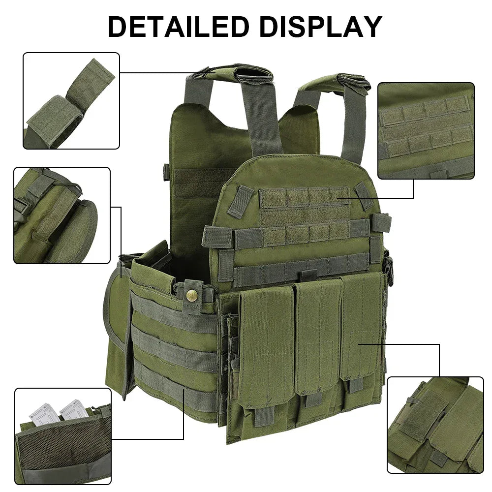 سترة قتالية تكتيكية من SINAIRSOFT، حامل لوحات Molle، معدات هجوم قتالية Airsoft مع حقيبة