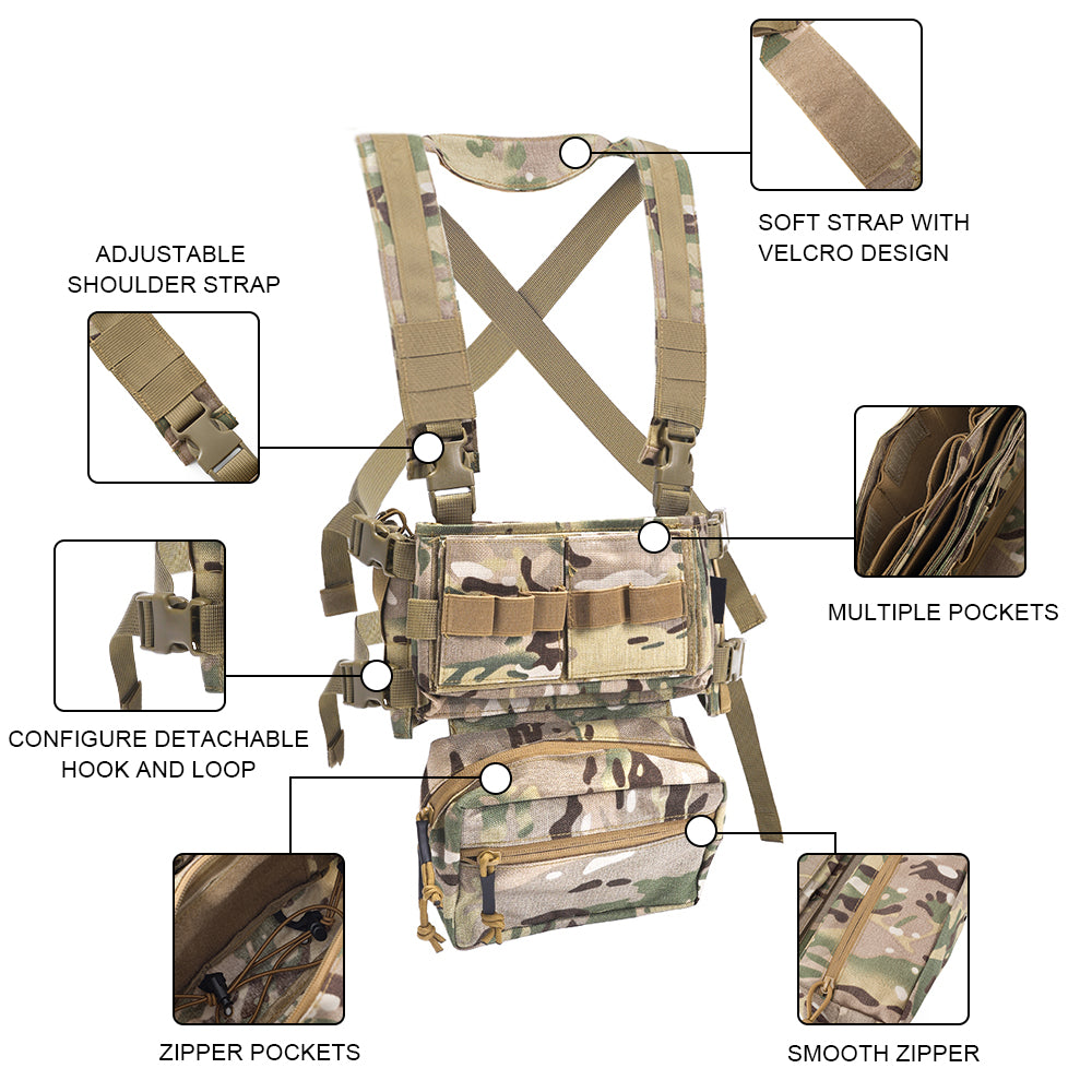 SINAIRSOFT MK3 Tactical Chest Mount Hunting Vest with SACK Bag H Strap