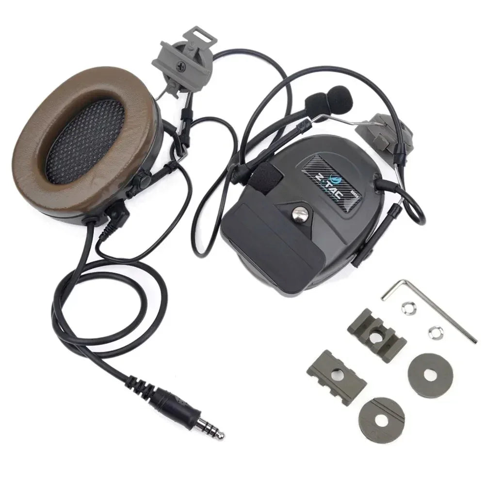 سماعة رأس Comtac التكتيكية المضادة للضوضاء من SINAIRSOFT Z-TAC لخوذة FAST