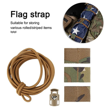 SINAIRSOFT Tactical National Flag Bungee Storage Elastic Fasten Strap Vest Fixed Cord Kits