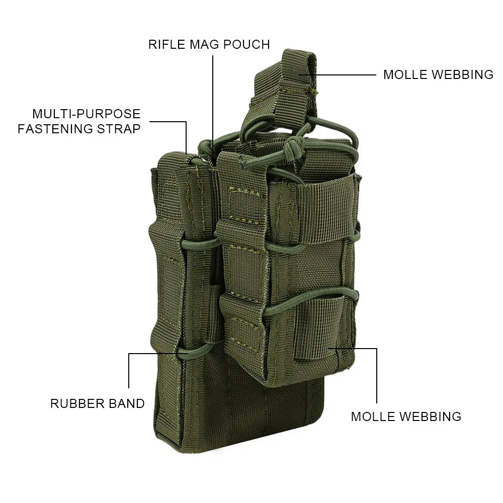 SINAIRSOFT Molle 5.56 7.62 حافظة مجلة فردية مزدوجة حقيبة خصر لحقائب السترة