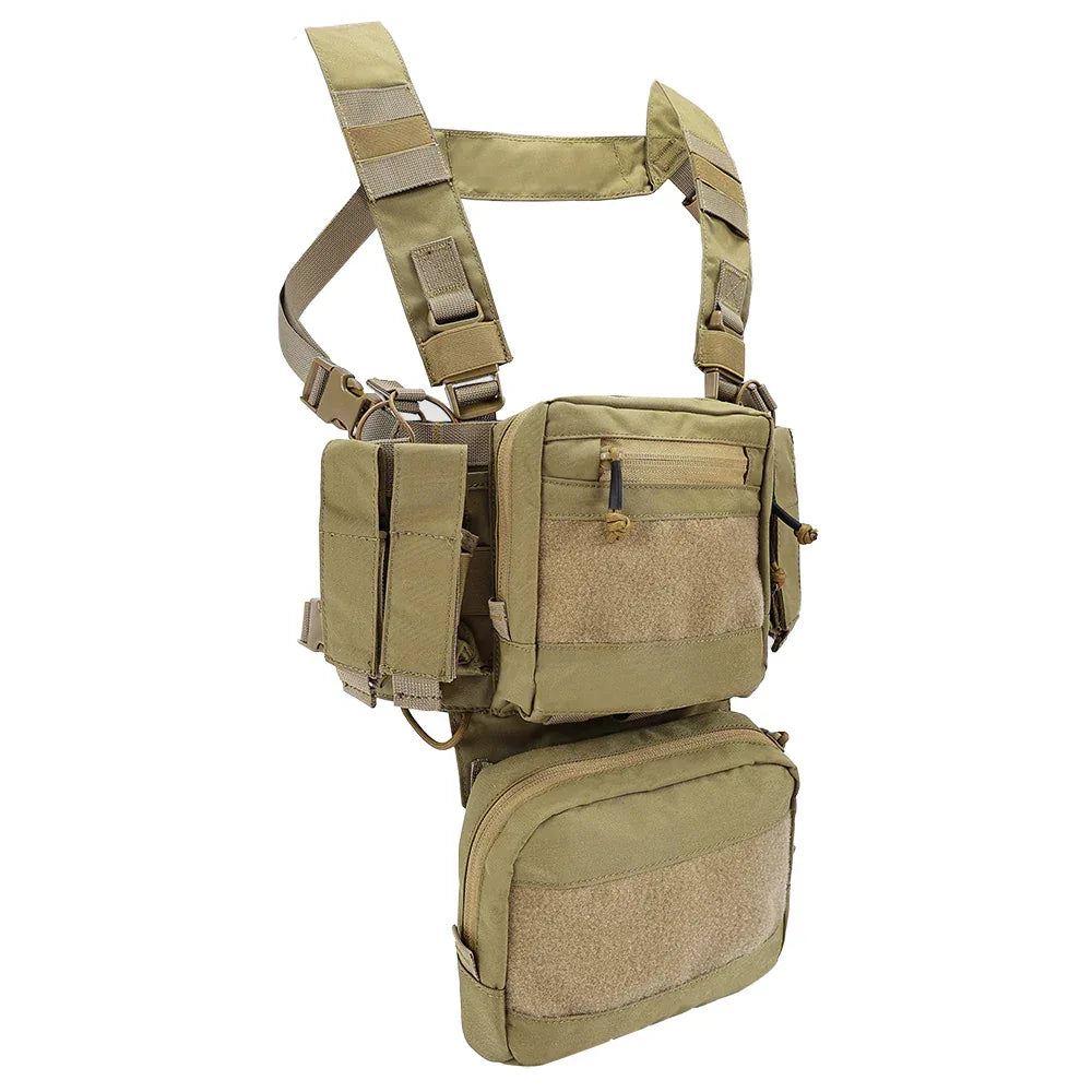 سترة صدر تكتيكية من SINAIRSOFT، صدرية قتالية بنظام MOLLE مع حقيبة مخازن بندقية ومسدس