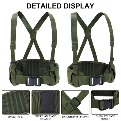 SINAIRSOFT Tactical Molle Waist Padded Belt w/ Suspender Combat Hunting Belts