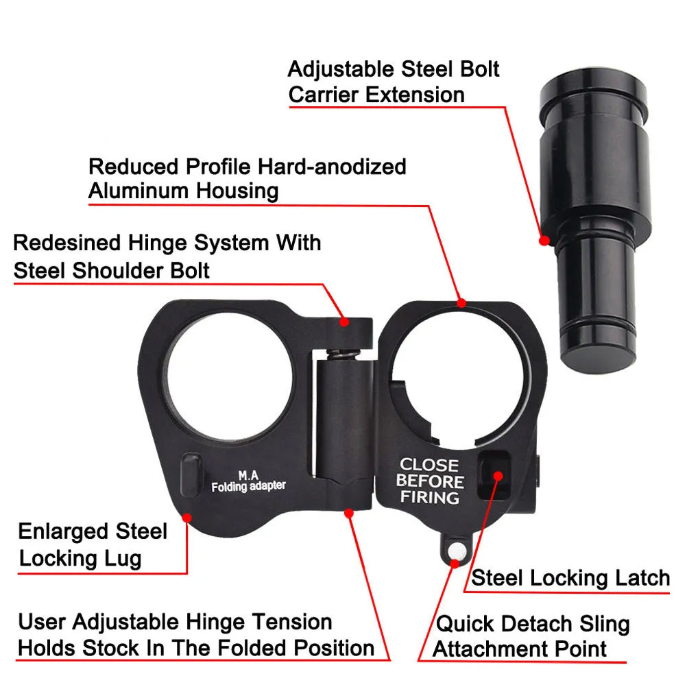 SINAIRSOFT Tactical AR Black Folding Stock Adapter