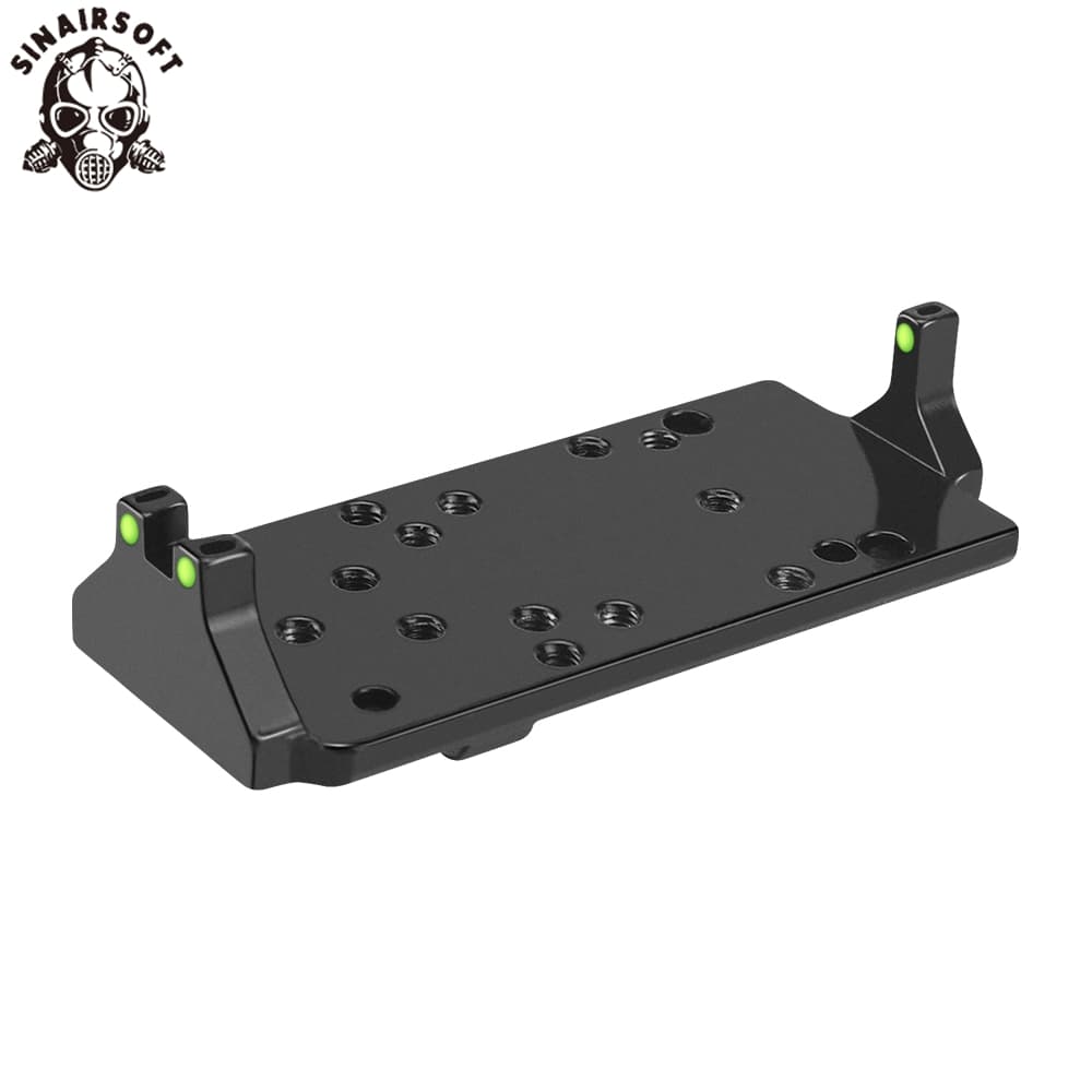 Taktika RMR Ruĝpunktovidilo Plata Bazo Kun Ruĝa Verda Fibra Optiko por Glock
