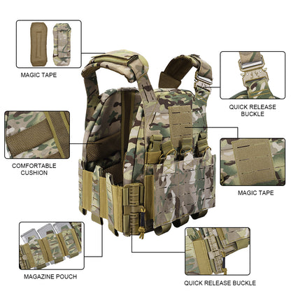 SINAIRSOFT Tactical Vest Adjustable CS Plate Carried Vest Quick Release laser cut