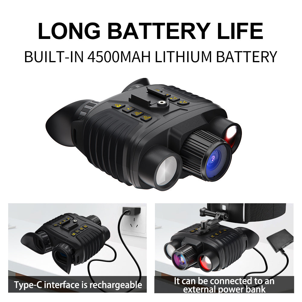 SINAIRSOFT Digital Infrared Night Vision Binoculars 4K 3D Head Mounted Goggles 8X Zoom 300M