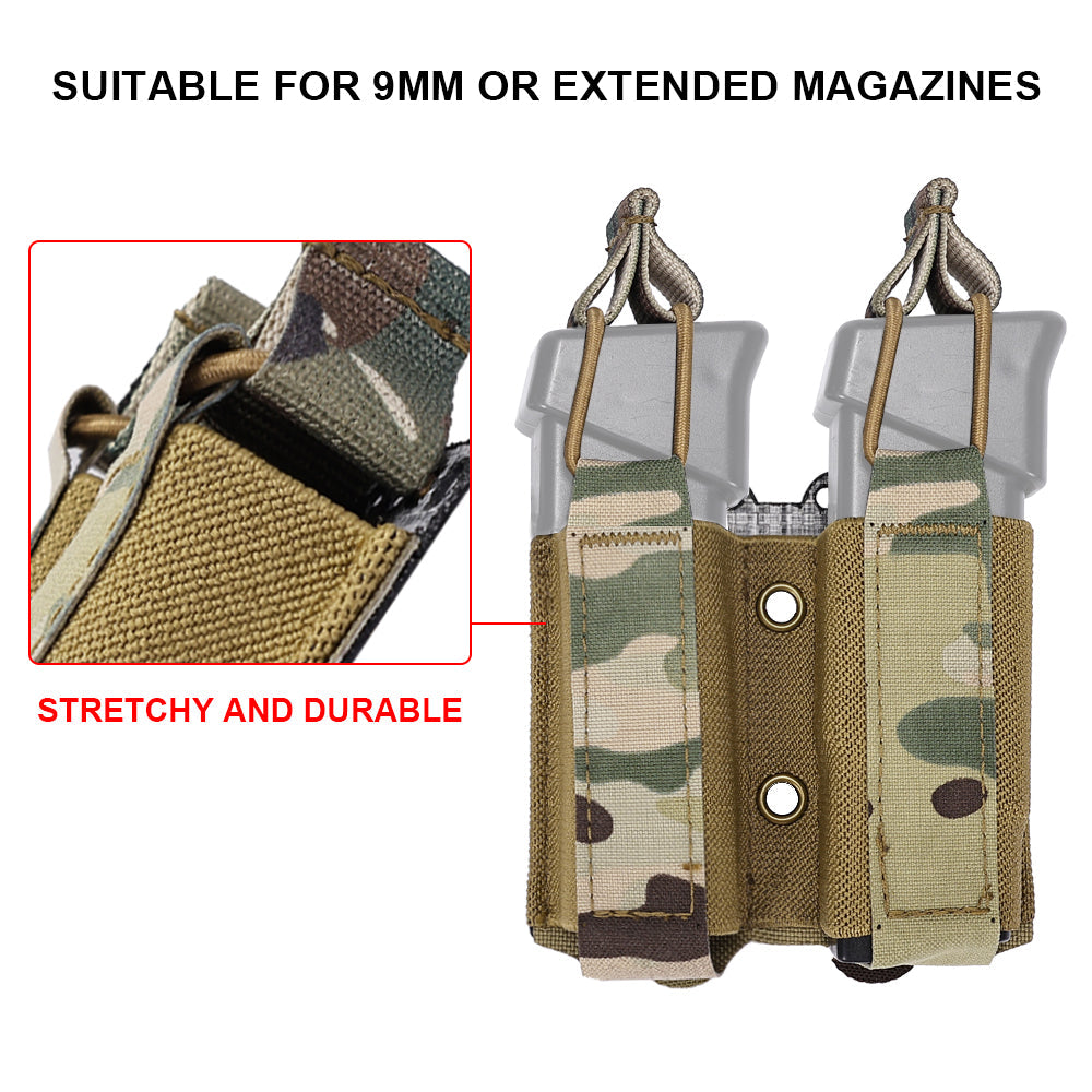 SINAIRSOFT Tactical Pistol 9mm Double Magazine Pouch Molle Tegris