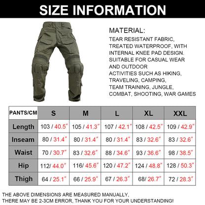 SINAIRSOFT Tactical G3 Combat Pants With Knee Pad Airsoft Trousers