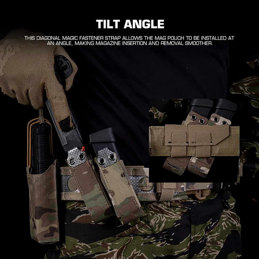SINAIRSOFT Tactical Left Right MOLLE Magic Fastener Strap Mag Pouch Diagonal Belt