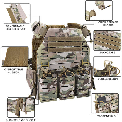 SINAIRSOFT Tactical Vest With Quick Release Laser Cut Triple Magazine