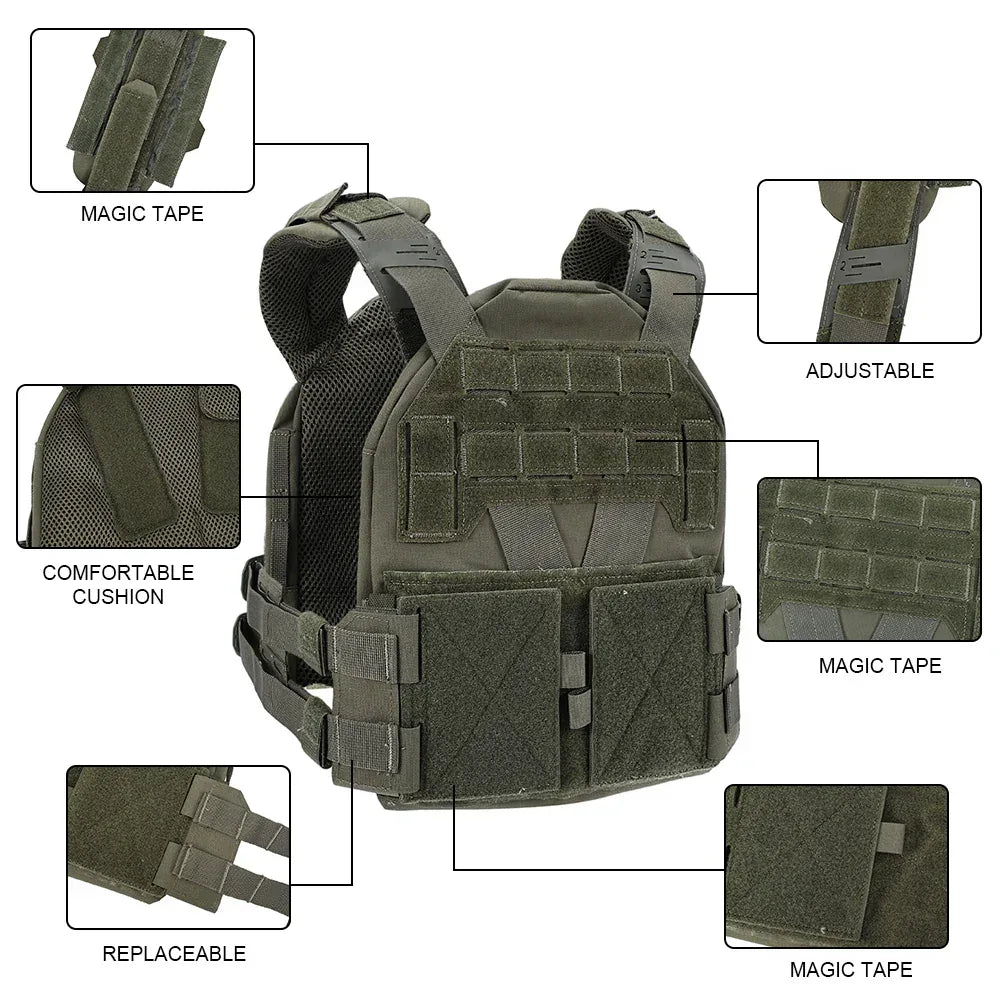 SINAIRSOFT KZ Plate Carrier سترة تكتيكية سريعة التحرير منخفضة الارتفاع بنظام مولي
