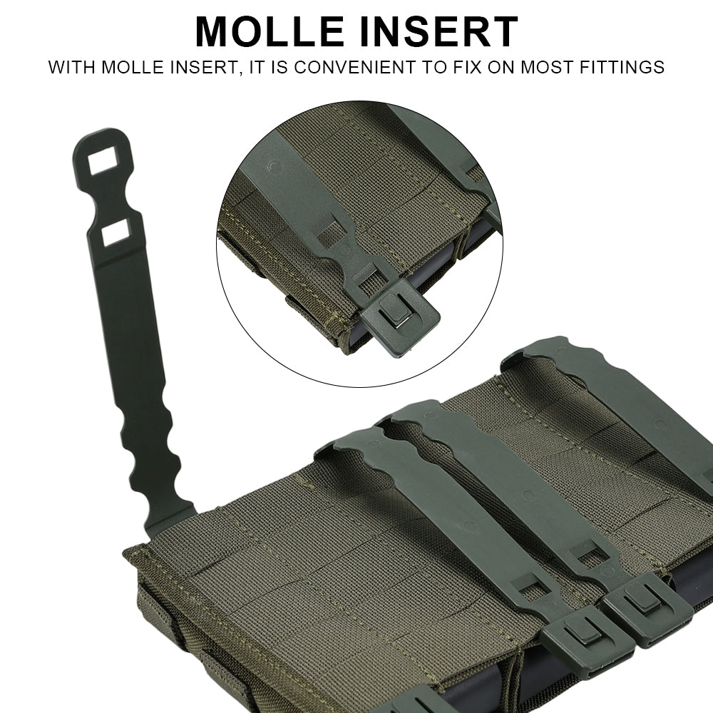 SINAIRSOFT  Tactical Triple 5.56 Magazine Pouch w/ Insert Open Top Molle Rifle Mag Holder