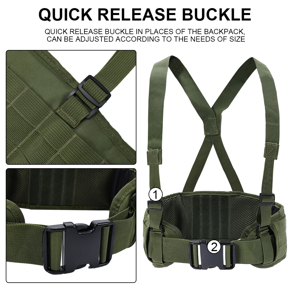 SINAIRSOFT Tactical Molle Waist Padded Belt w/ Suspender Combat Hunting Belts