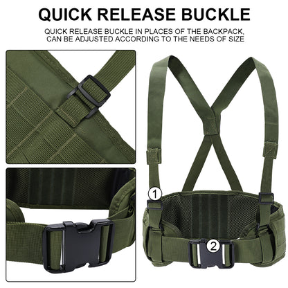 SINAIRSOFT Tactical Molle Waist Padded Belt w/ Suspender Combat Hunting Belts