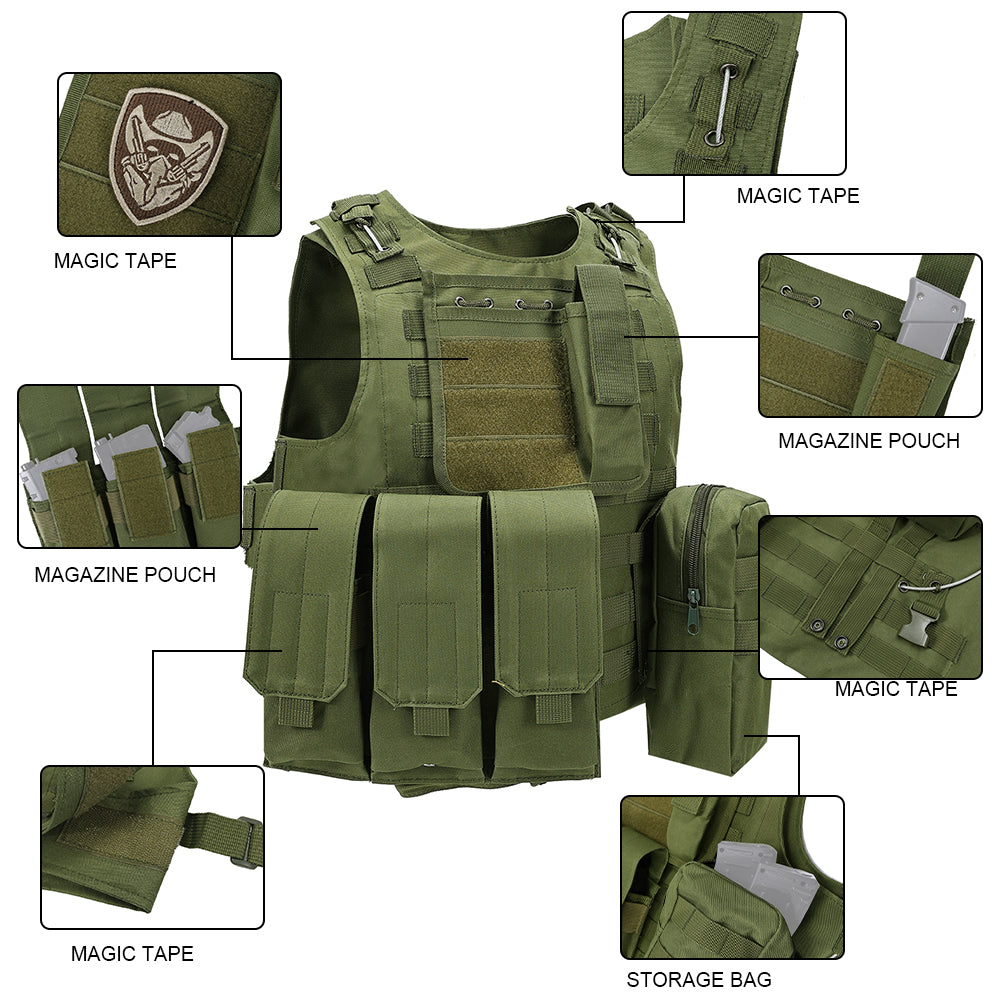 SINAIRSOFT Tactical Vest Molle Combat Assault Plate Carrier for Paintball