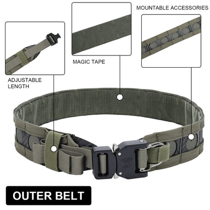 SINAIRSOFT Tactical Bison Belt MOLLE Quick Release D-Ring Buckle Belt