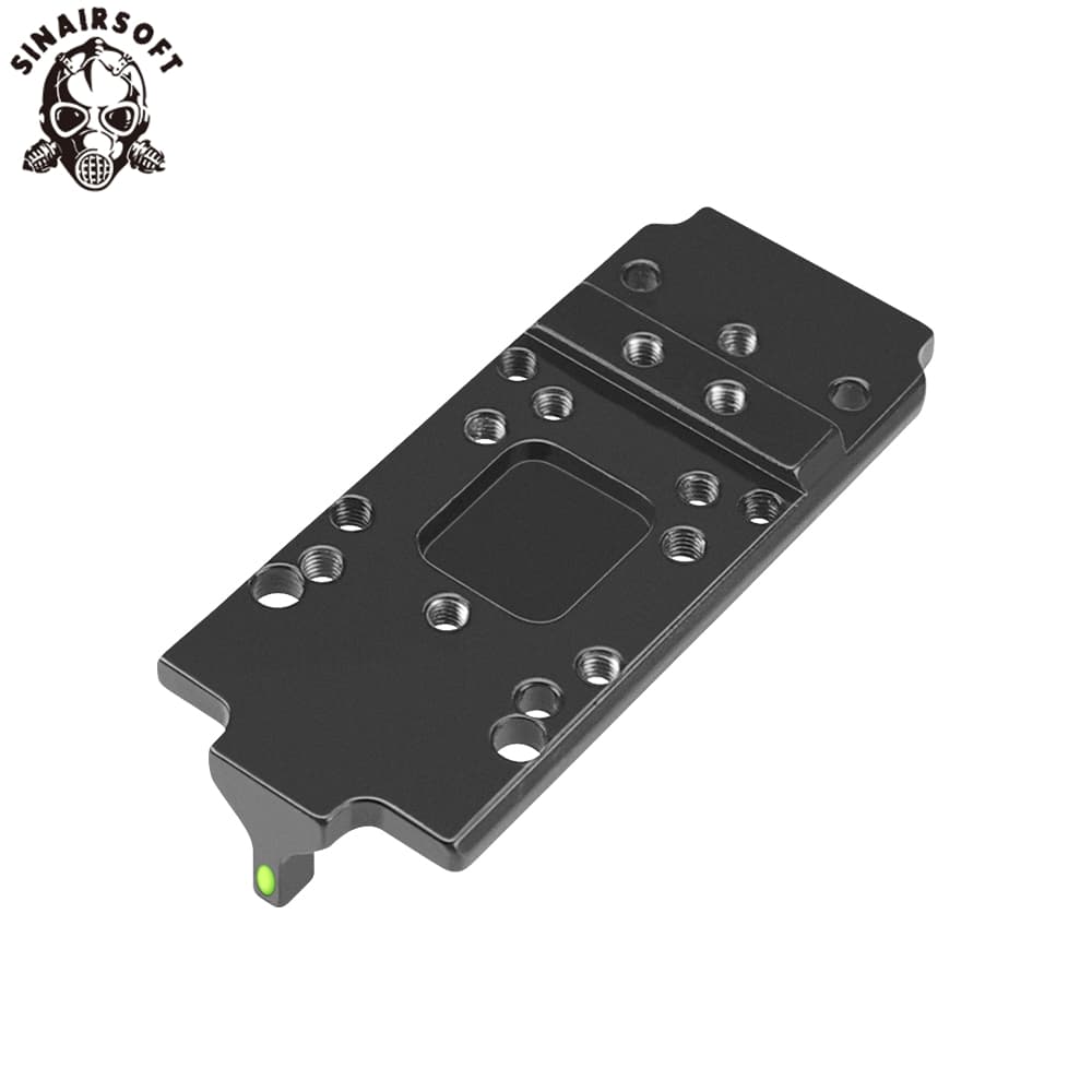 Taktika RMR Ruĝpunktovidilo Plata Bazo Kun Ruĝa Verda Fibra Optiko por Glock