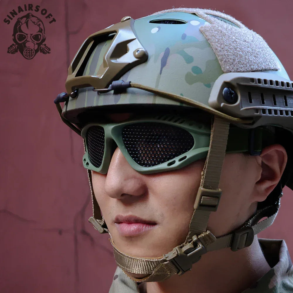 نظارات SINAIRSOFT التكتيكية للعبة إيرسوفت (Airsoft) شبكية معدنية للحماية من الرصاص ونظارات واقية للعين