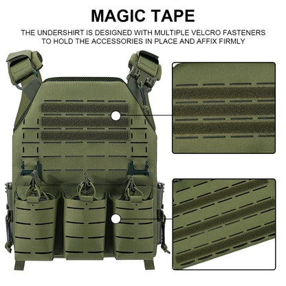 SINAIRSOFT Tactical Vest With Quick Release Laser Cut Triple Magazine