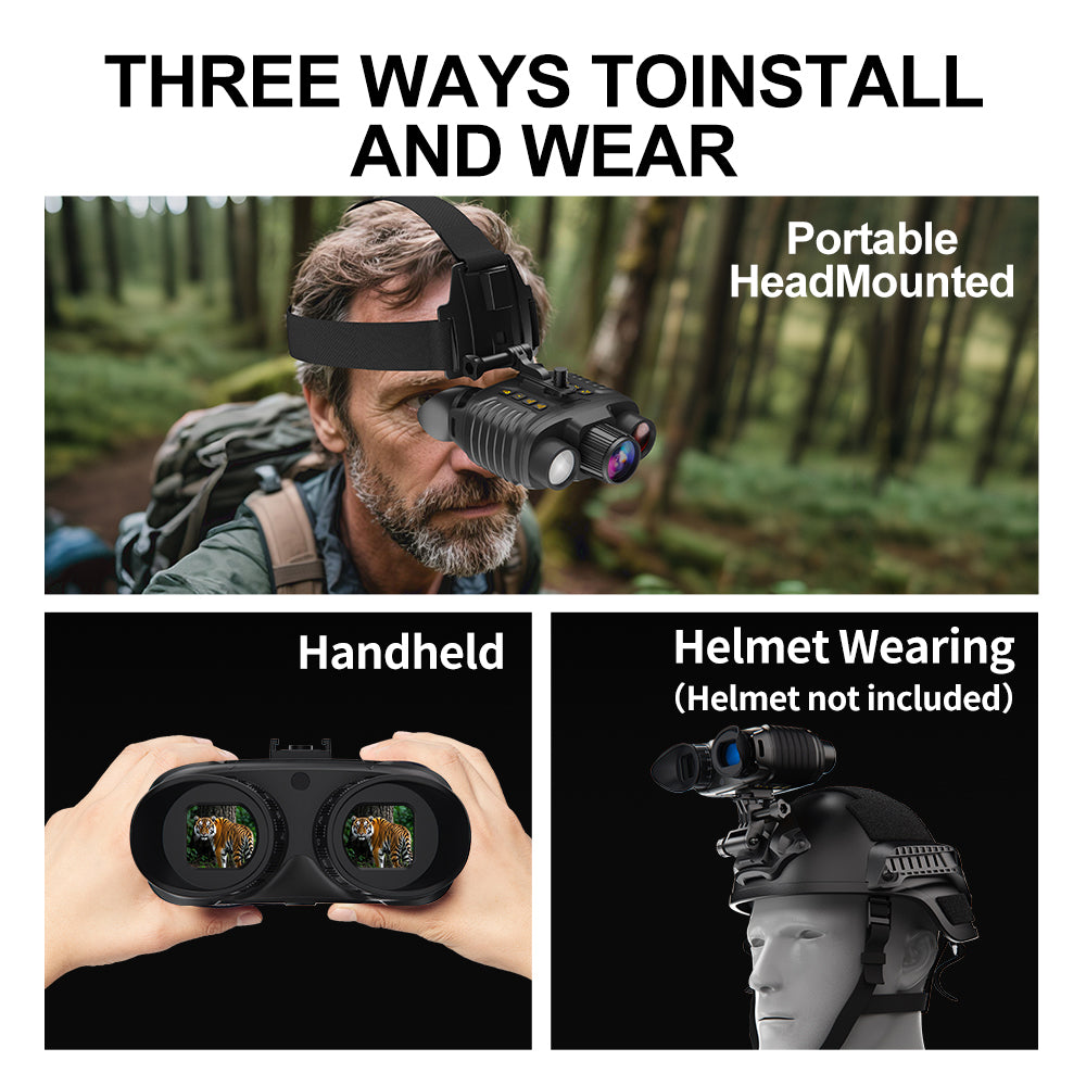 SINAIRSOFT Digital Infrared Night Vision Binoculars 4K 3D Head Mounted Goggles 8X Zoom 300M