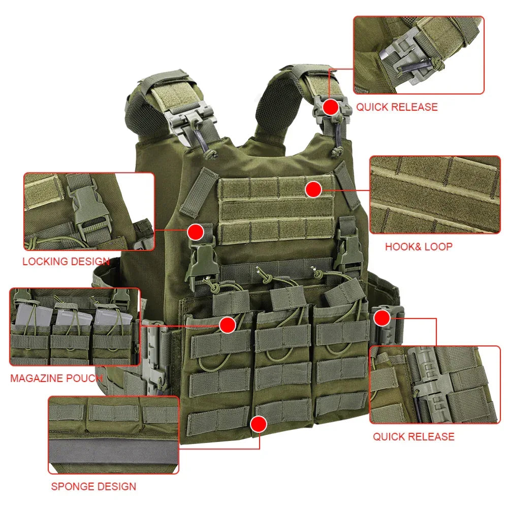 سترة SINAIRSOFT التكتيكية خفيفة الوزن سريعة الفك متعددة الاستخدامات بنظام مولي