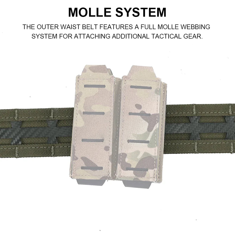 حزام قتال تكتيكي من SINAIRSOFT MOLLE، حزام داخلي وخارجي بمشبك معدني سريع الفك، معدات صيد