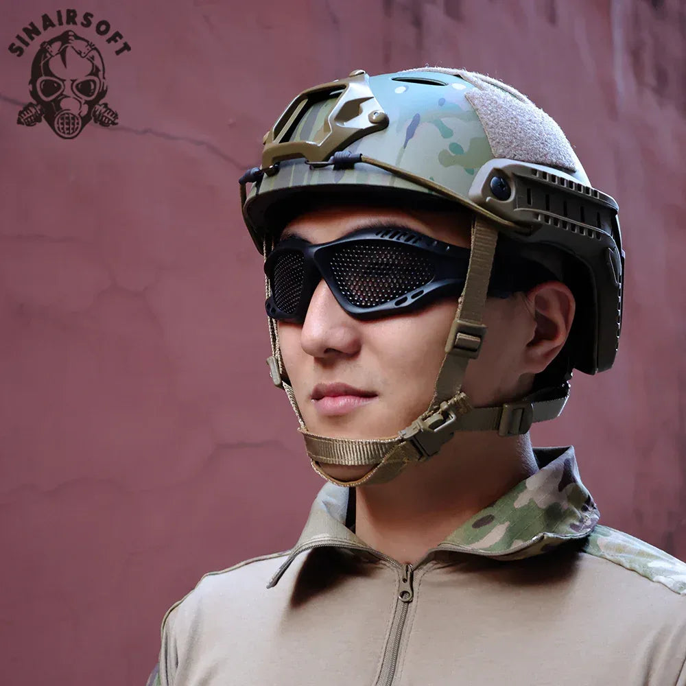 نظارات SINAIRSOFT التكتيكية للعبة إيرسوفت (Airsoft) شبكية معدنية للحماية من الرصاص ونظارات واقية للعين