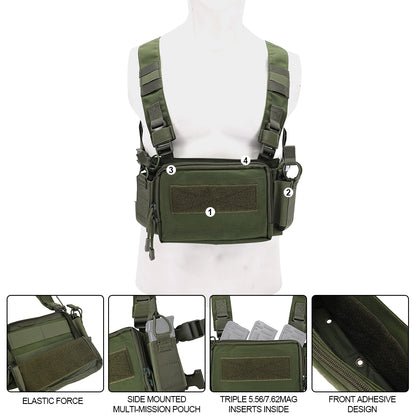 SINAIRSOFT Tactical Chest Rig Vest CRM Harness M4 5.56 Magazine Insert Flatback