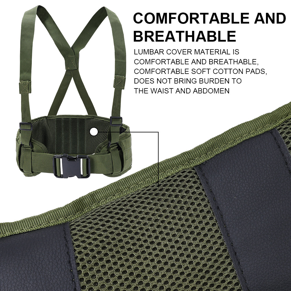 SINAIRSOFT Tactical Molle Waist Padded Belt w/ Suspender Combat Hunting Belts