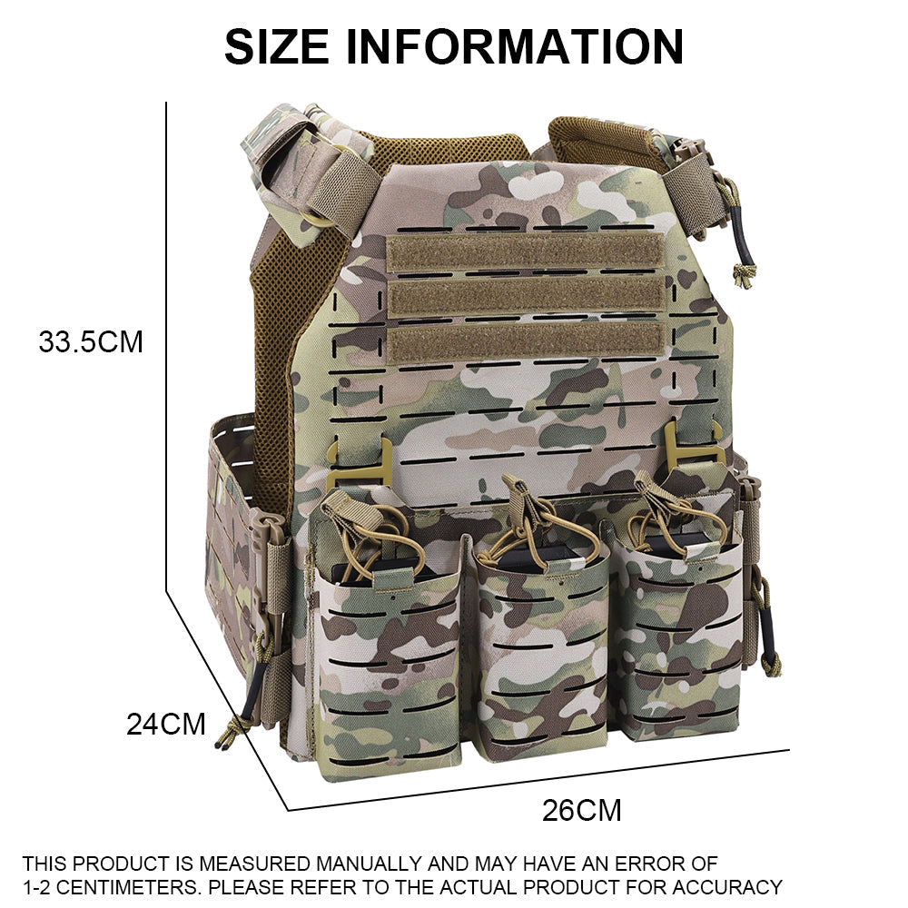 SINAIRSOFT Tactical Vest With Quick Release Laser Cut Triple Magazine