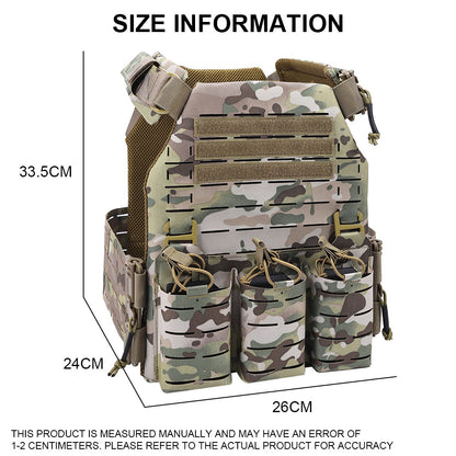 SINAIRSOFT Tactical Vest With Quick Release Laser Cut Triple Magazine