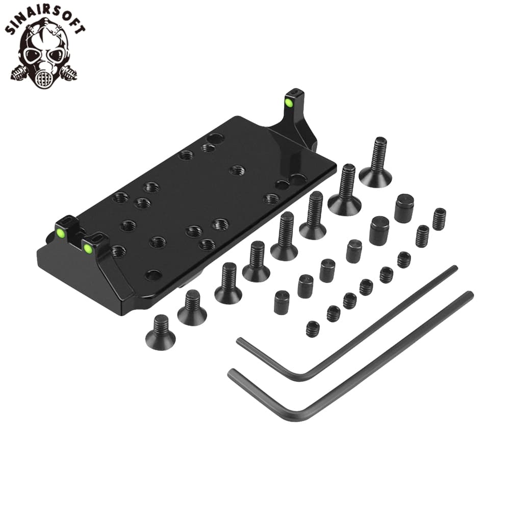 Taktika RMR Ruĝpunktovidilo Plata Bazo Kun Ruĝa Verda Fibra Optiko por Glock