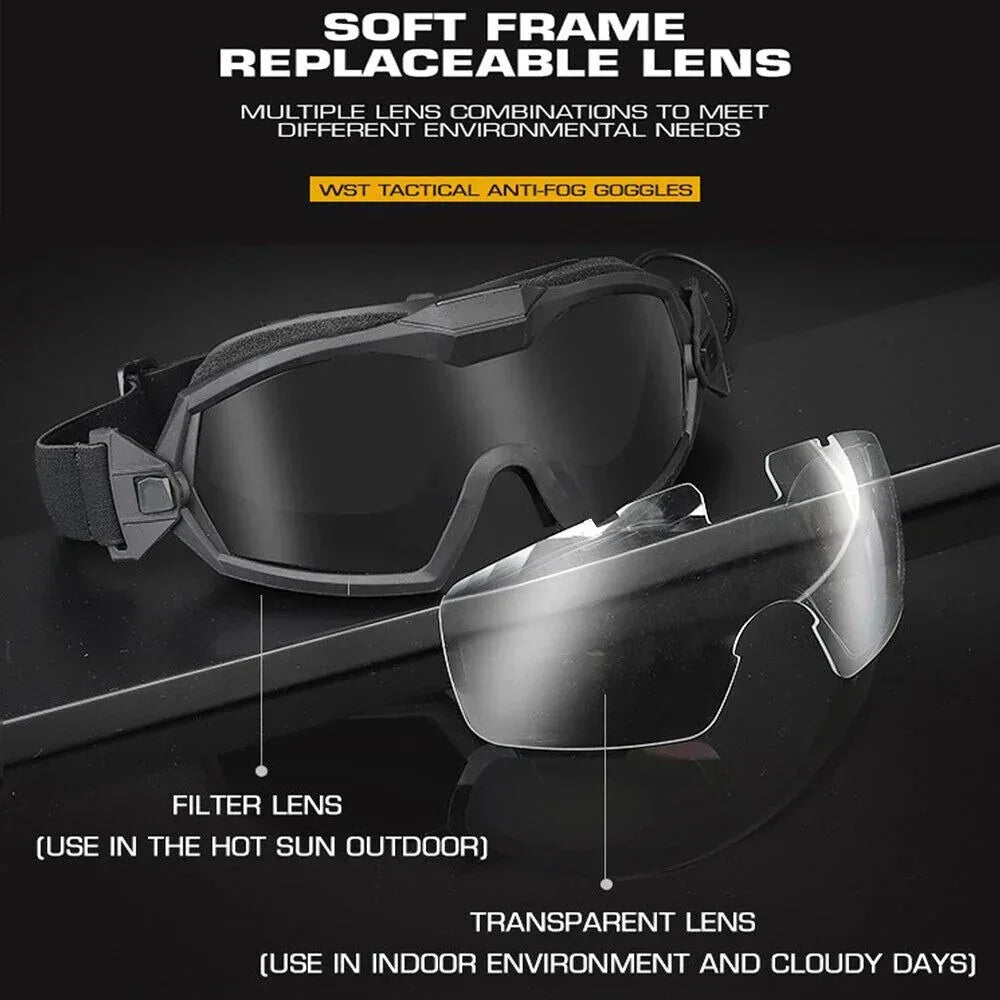 SINAIRSOFT Tactical Goggles Glasses Anti-Fog Anti-Shock Fan Eye Protect