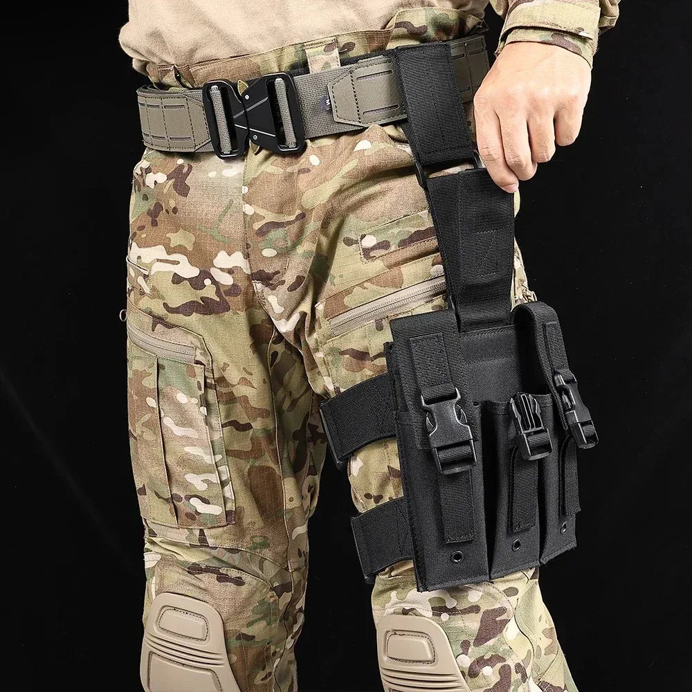 جراب مجلة الساق التكتيكي من SINAIRSOFT، حامل ثلاثي للمجلات، حقيبة فخذ بمشبك