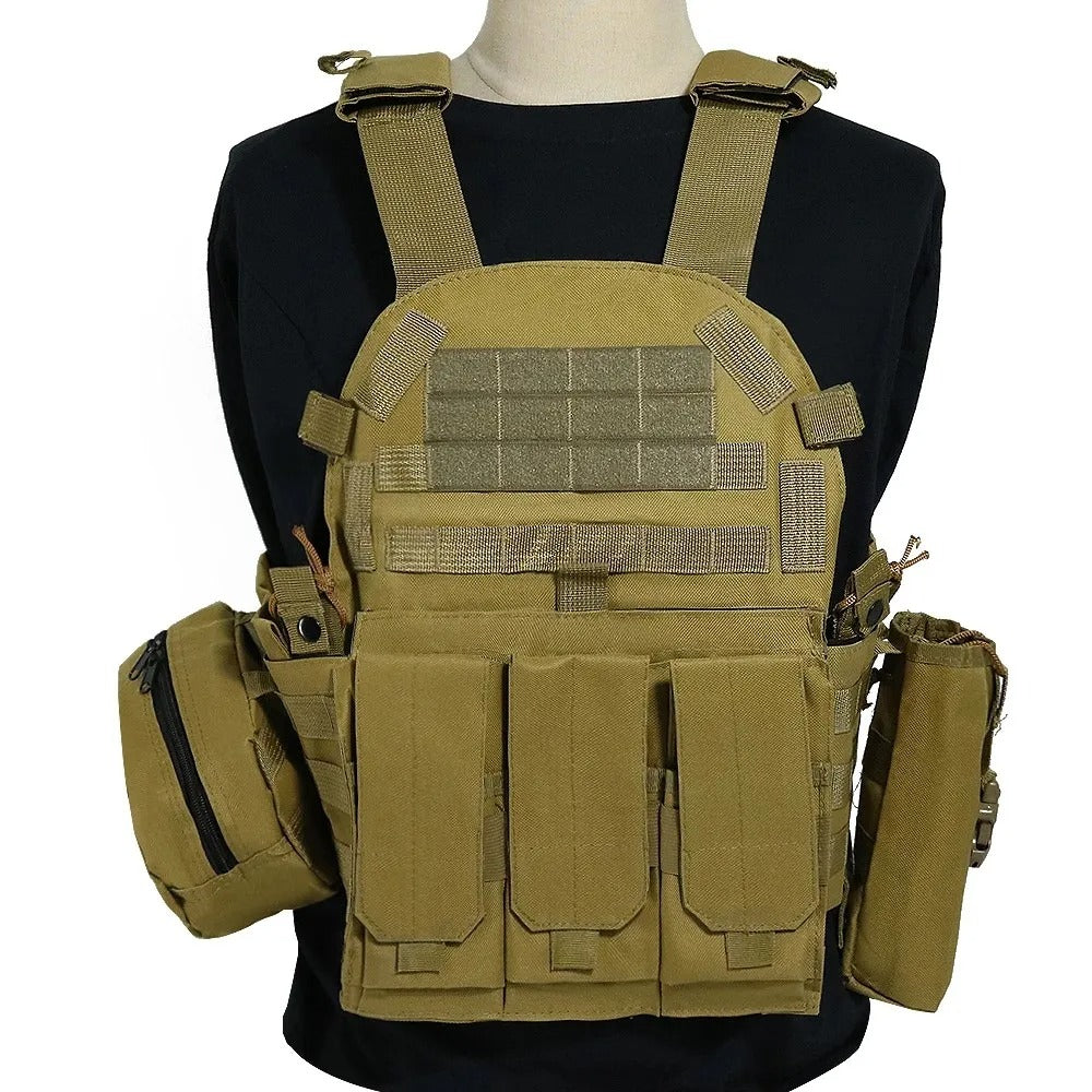 SINAIRSOFT Tactical Vest Plate Carrier Molle Airsoft Combat Assault Gear w/ Pouch