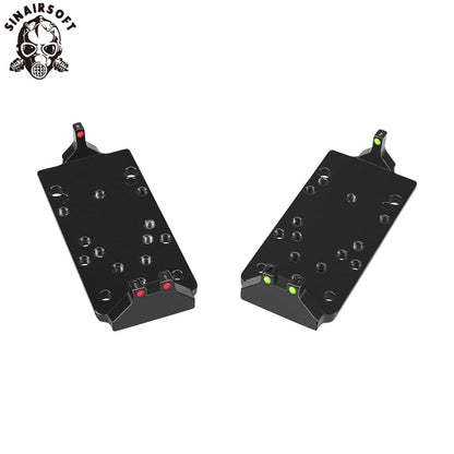 Taktika RMR Ruĝpunktovidilo Plata Bazo Kun Ruĝa Verda Fibra Optiko por Glock