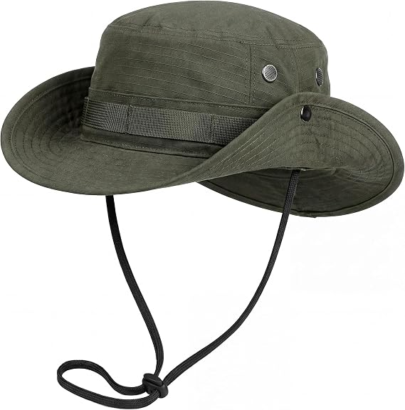 SINAIRSOFT Camo Tactical Boonie Hat, Wide Brim Outdoor Bush Sun Protection Cap