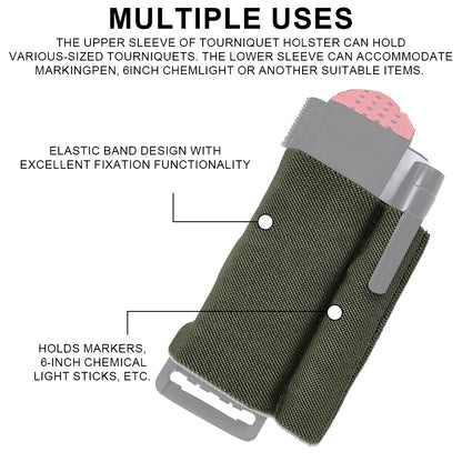 SINAIRSOFT Tactical Tournique Holder TQ Pouch Elastic Band Hook&Loop Belt Tournique bag