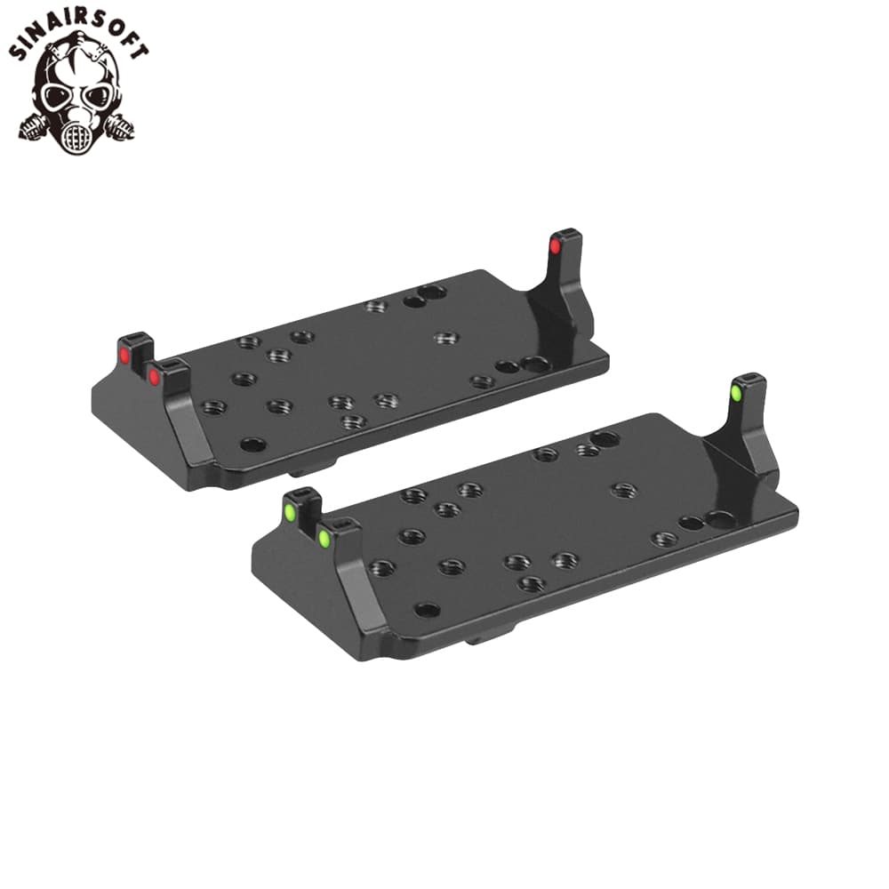 Taktika RMR Ruĝpunktovidilo Plata Bazo Kun Ruĝa Verda Fibra Optiko por Glock